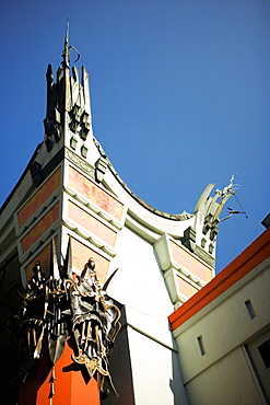 Low angle view of the facade of a theater, Mann's Chinese Theater, Los Angeles, California, USA