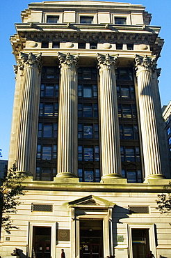 Low angle view of columns of a building, Old Courthouse, Boston, Massachusetts, USA