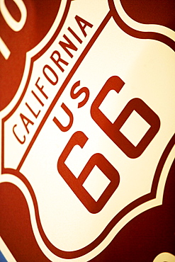 Close-up of the Route 66 Sign, Los Angeles, California, USA