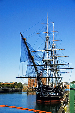 Sailing ship moored at a harbor, Boston, Massachusetts, USA