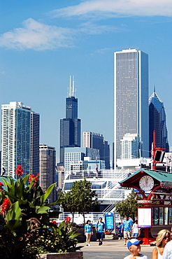 Group of people on the pier, Navy Pier, Chicago, Illinois, USA