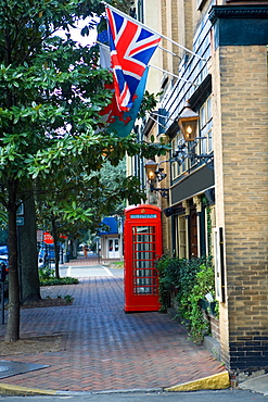Telephone booth outside a building