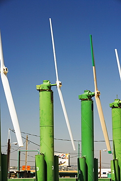 Side profile of an array of windmills on a farm