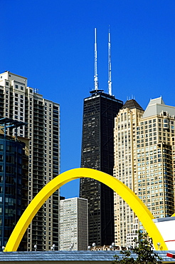 Yellow arch over a gas station, Chicago, Illinois, USA