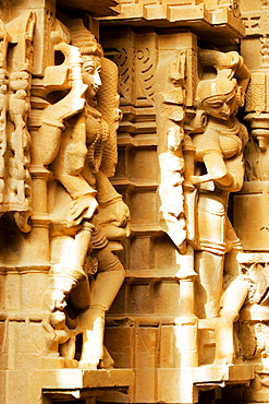 Carved stone statue in a temple, Jaisalmer, Rajasthan, India