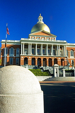 Close-up of a Column in front of a building, Massachusetts State Capitol, Boston, Massachusetts, USA