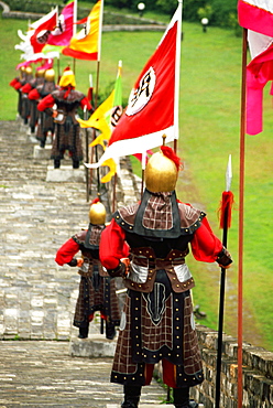 Rear view of statue of warriors in a row, Zhonghuamen, Nanjing, China