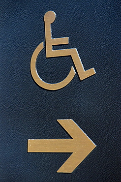 Close-up of disabled sign, Boston, Massachusetts, USA