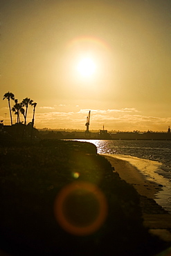 The beach at sunset, San Diego, California, USA