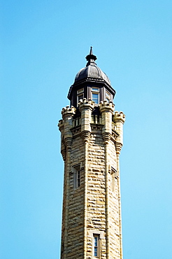 Low angle view of the top of a water tower, Chicago, Illinois, USA