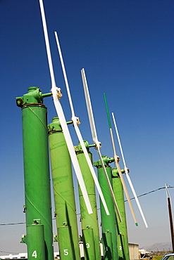 Side profile of an array of windmills on a farm