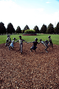 High angle view of sculptures in a park, Gateway Park, Chicago, Illinois, USA