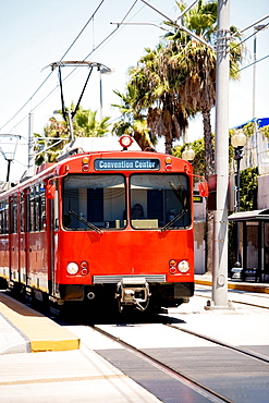 Front profile of a trolley, San Diego, California, USA