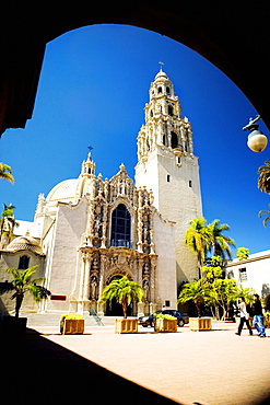 Facade of a Spanish style building, San Diego, California, USA