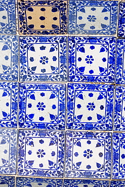 Close-up of tiles on the wall of a fort, Jaisalmer, Rajasthan, India