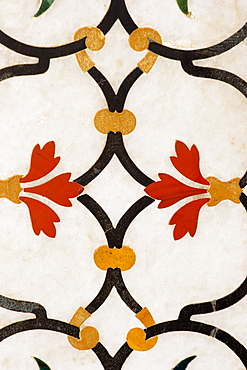 Close-up of marble inlay, Taj Mahal, Agra, Uttar Pradesh, India