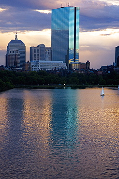 Skyscrapers along a river, John Hancock Building, Charles River, Boston, Massachusetts, USA