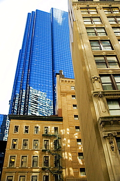 Low angle view of buildings in a city, Boston, Massachusetts, USA