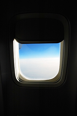 Close-up of an airplane window