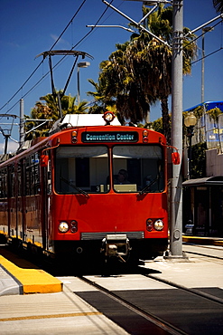 Front profile of a trolley, San Diego, California, USA