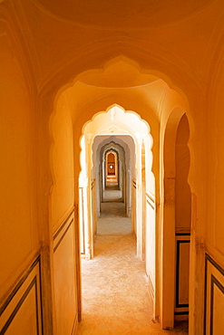 Arched corridor inside the palace, City Palace Complex, Jaipur, Rajasthan, India