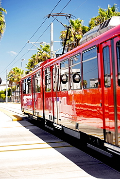 Side profile of a trolley, San Diego, California, USA