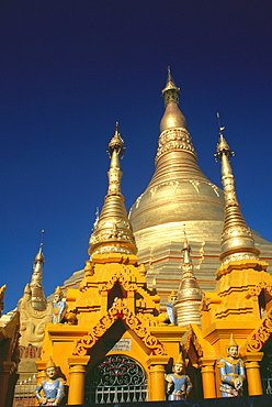 Low angle view of a pagoda, Shwedagon Pagoda, Bagan, Myanmar