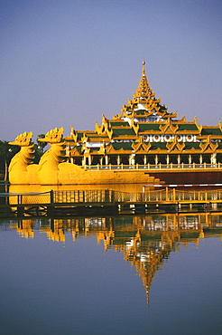 Palace on a barge in a lake, Yangon, Myanmar