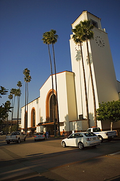 Palm trees in front of a station, Union Station, Los Angeles, California, USA