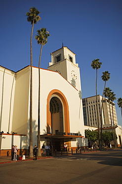 Palm trees in front of a station, Union Station, Los Angeles, California, USA