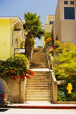 Low angle view of a staircase outside a house