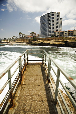 High angle view of a pier, La Jolla Reefs, San Diego, California, USA