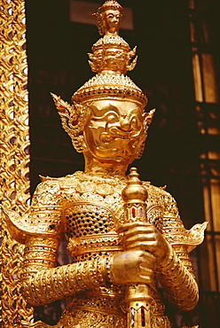 Close-up of a statue of demon in a temple, Wat Phra Kaew, Grand Palace, Bangkok, Thailand