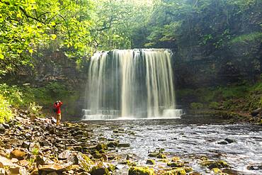 Sgwd yr Eira Waterfall and river, Brecon Beacons National Park, Brecon Beacons, Wales, United Kingdom