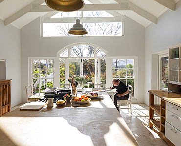 Artist working in studio, Stanford, Western Cape, South Africa.