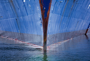 Ship hull in the water, Antarctica. The prow, Antarctica