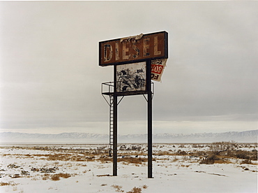 A sign in the desert landscape, Diesel, in the middle of nowhere, USA