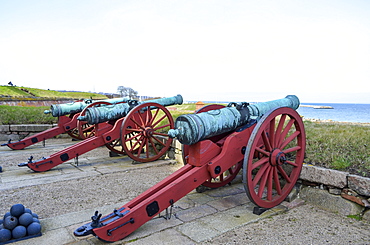 Old cannons outside Kronborg Castle, Helsingor, Denmark, Kronborg Castle, Helsingor, Denmark