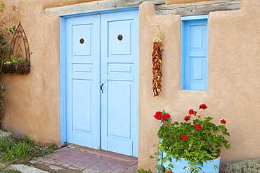 Doorway With Chili Peppers, Ranchos de Taos, New Mexico, United States of America