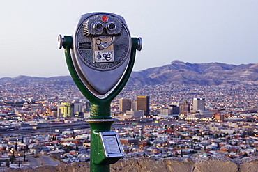 Coin-Operated Binoculars and El Paso Skyline, El Paso, Texas, United States of America