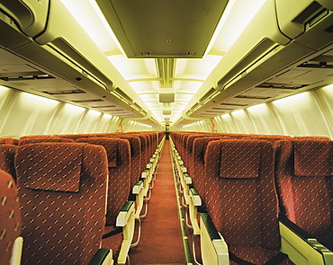 Empty airplane, London, England, UK