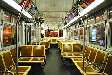 Empty subway car, San Francisco, California, United States of America