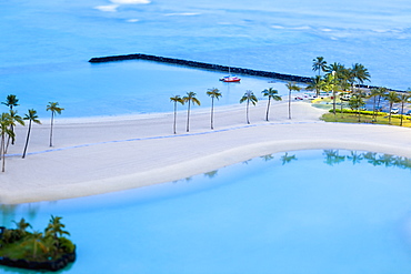 Tropical Beach and Harbor at Dawn, Honolulu, HI, United States of America