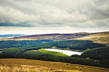 Reservoir in the English Countryside, Holme Valley, Kirklees, West Yorkshire, England, UK, Europe