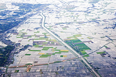 Aerial View of Flooded Farmland, Narita, Japan