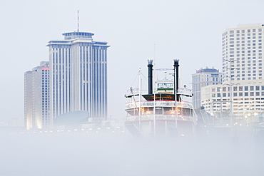 Riverboat in the Fog at Day, New Orleans, Louisiana, United States of America