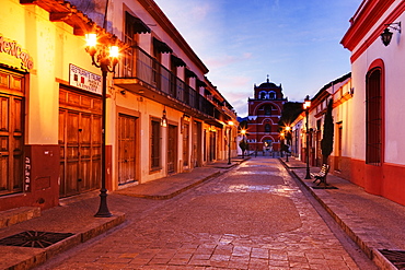 Empty Town Street at Dawn, Chiapas, Mexico