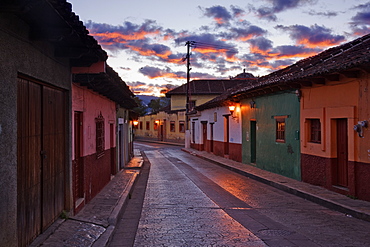 Empty Town Street at Dawn, Chiapas, Mexico