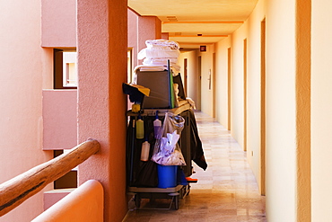 Cleaning Supplies in a Hotel Walkway, San Jose Los Cabos, Baja California, Mexico