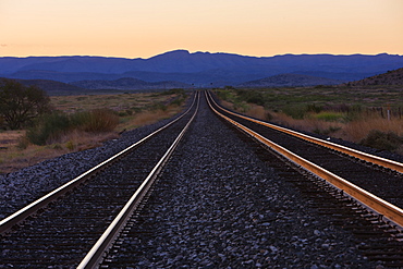 Railroad Lines at Dawn, Alpine, Texas, USA